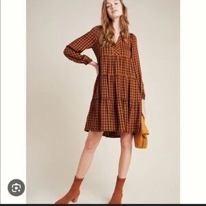 Maeve Turquoise and Orange Plaid Dress small Petite NwT